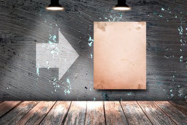 Beton Oda boş beyaz poster. 