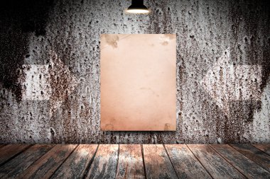 Beton Oda boş beyaz poster. 