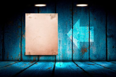 Beton Oda boş beyaz poster. 