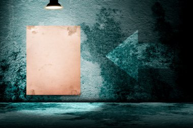 Beton Oda boş beyaz poster. 