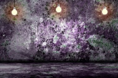 Ampul boş beton odasında asılı 