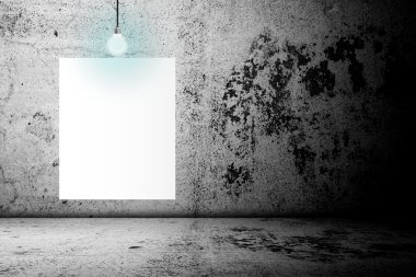 Beton Oda boş beyaz poster. 