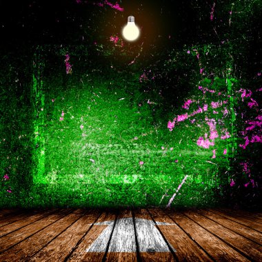 Ahşap zeminler ve bir lamba ile boş oda. 