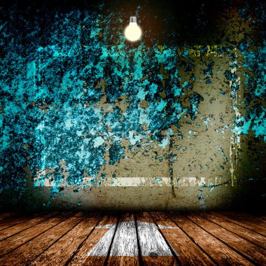 Ahşap zeminler ve bir lamba ile boş oda. 