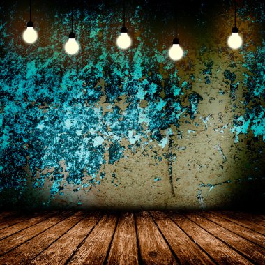 Ahşap zeminler ve bir lamba ile boş oda. 