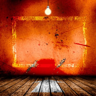 Ahşap zeminler ve bir lamba ile boş oda. 