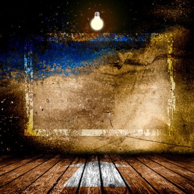 Ahşap zeminler ve bir lamba ile boş oda. 