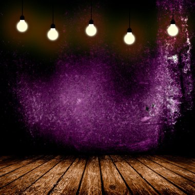 Ahşap zeminler ve bir lamba ile boş oda. 