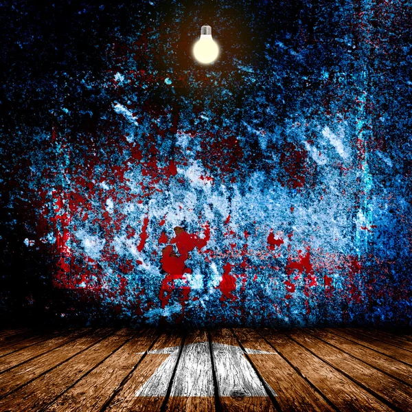 Ahşap zeminler ve bir lamba ile boş oda. 