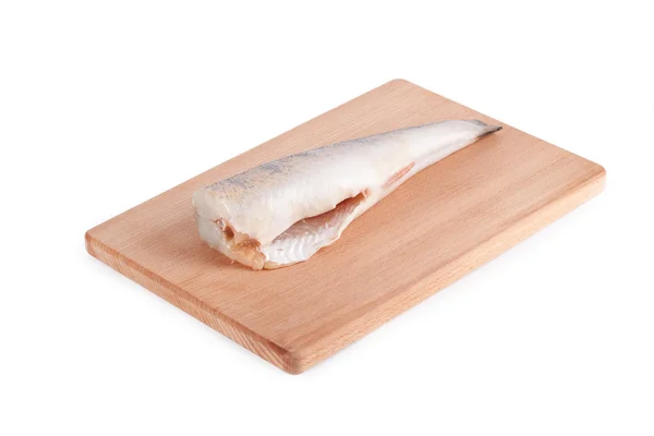Fresh pike on a wooden chopping board. — Stock Photo, Image