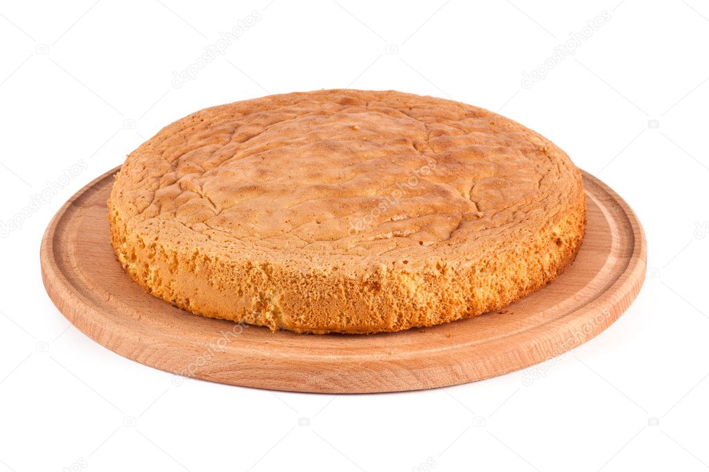 Sponge cake on wood board