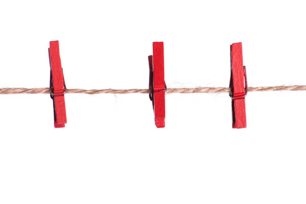 Res clothes pin on rope