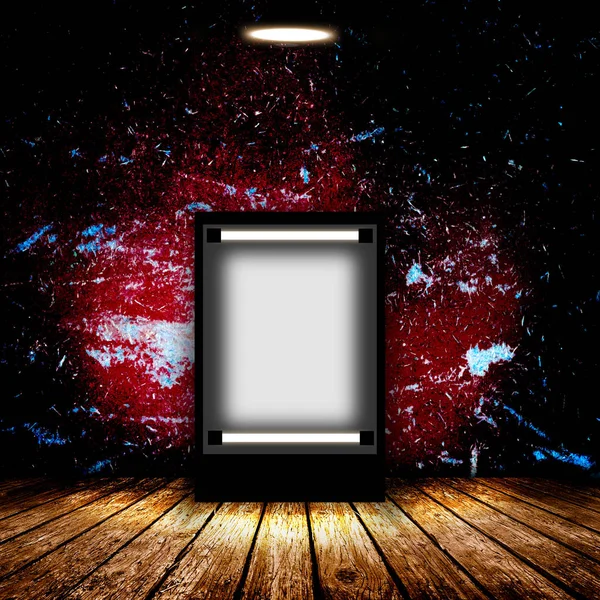 Пустой рекламный щит в пустой темной комнате . — стоковое фото