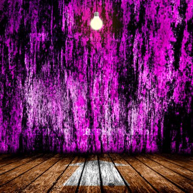 Ampul boş beton oda iç asılı 