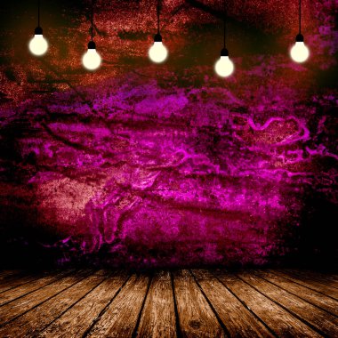 Ampul boş beton oda iç asılı 