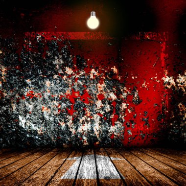 Ampul boş beton oda iç asılı 