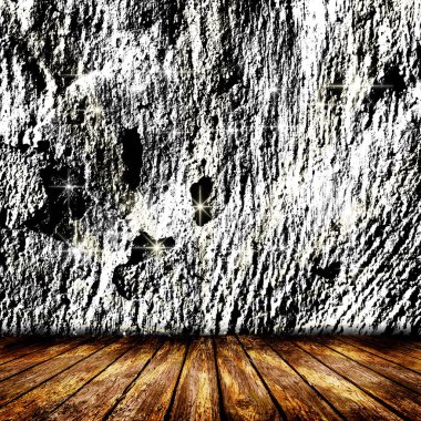 Boş oda ışık yıldız ve ışık ışınları. 