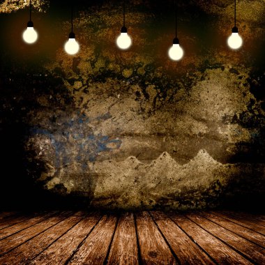 Ampul boş beton oda iç asılı 