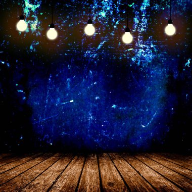 Ampul boş beton oda iç asılı 