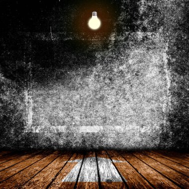 Ampul boş beton oda iç asılı 