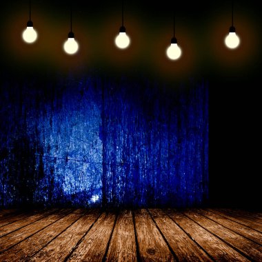 Ampul boş beton oda iç asılı 