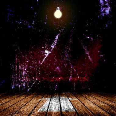 Ampul boş beton oda iç asılı 