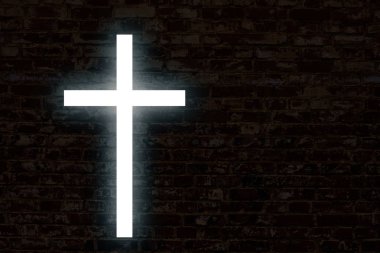 Parlayan çapraz bir tuğla duvar