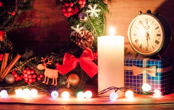 Christmas decoration with candle — Stock Photo, Image