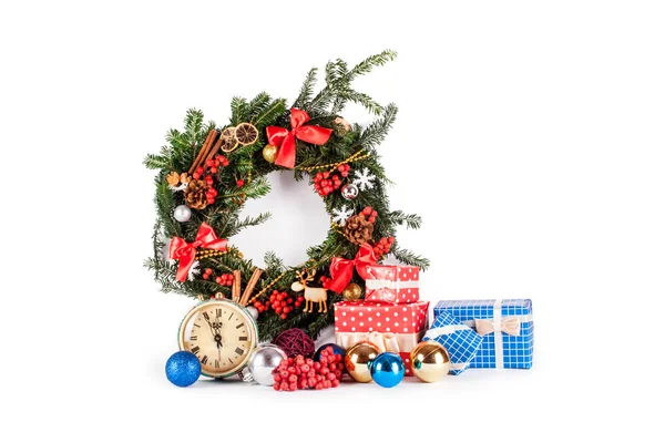 Christmas wreath and christmas decoration — Stock Photo, Image