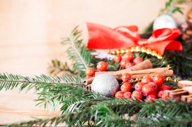 Noel dekorasyonu ile şube Noel ağacı