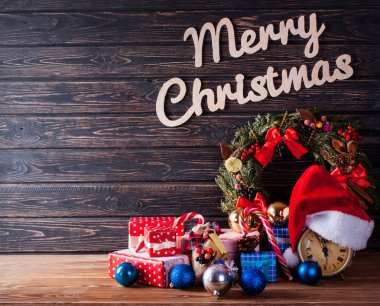 Noel dekorasyon ahşap tahta üzerinde. 