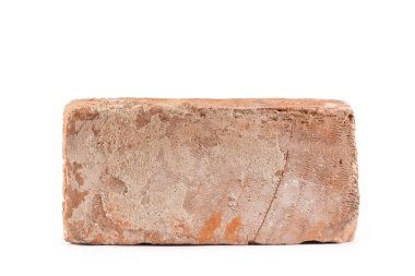 Eski kırmızı tuğla üzerine beyaz izole 