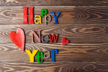 Çok renkli yazıt mutlu yeni yıl