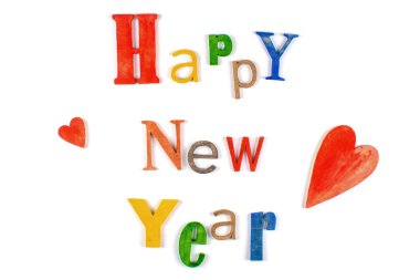 Çok renkli yazıt mutlu yeni yıl