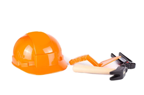 장난감 건설 헬멧 및 도구를 통해 — 스톡 사진