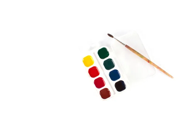 Aquarellfarben im Tablett — Stockfoto