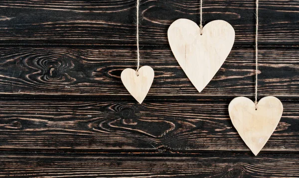 Ahşap arka plan ağaç Kalpler