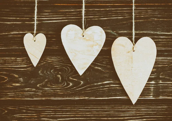 Ahşap arka plan ağaç Kalpler