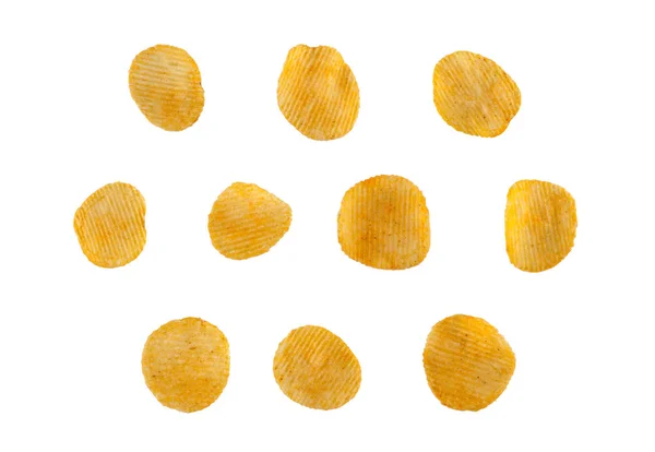 Gebakken aardappelchips gegolfd — Stockfoto