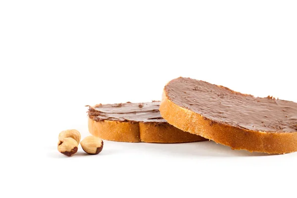 Manteiga de chocolate e avelãs torradas — Fotografia de Stock