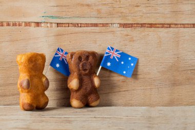 Ayı ve Avustralya bayrağı kek. 