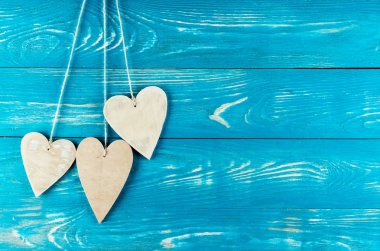 Ahşap kalpleri yakın çekim