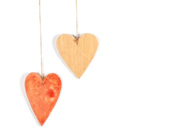 Ahşap kalpleri yakın çekim