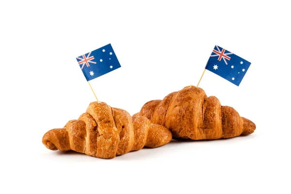 Croissant fresco y bandera australiana —  Fotos de Stock