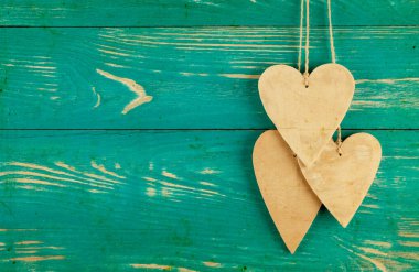 Ahşap kalpleri yakın çekim