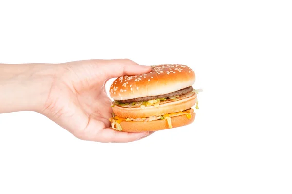 Hamburger fresco isolato su sfondo bianco — Foto Stock