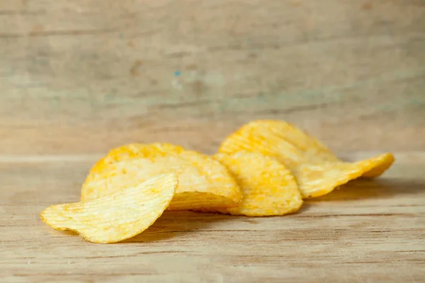 Fried potato chips corrugated