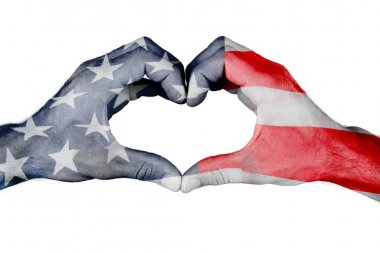 Amerikan bayrağı elinde