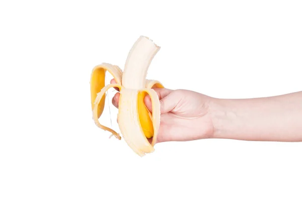 Plátano abierto en mano — Foto de Stock