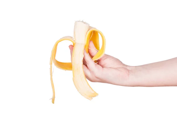 Open banana in hand — Stock Photo, Image